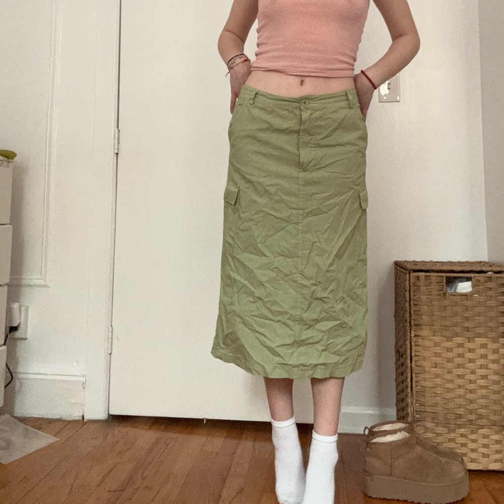 Subdued green maxi skirt